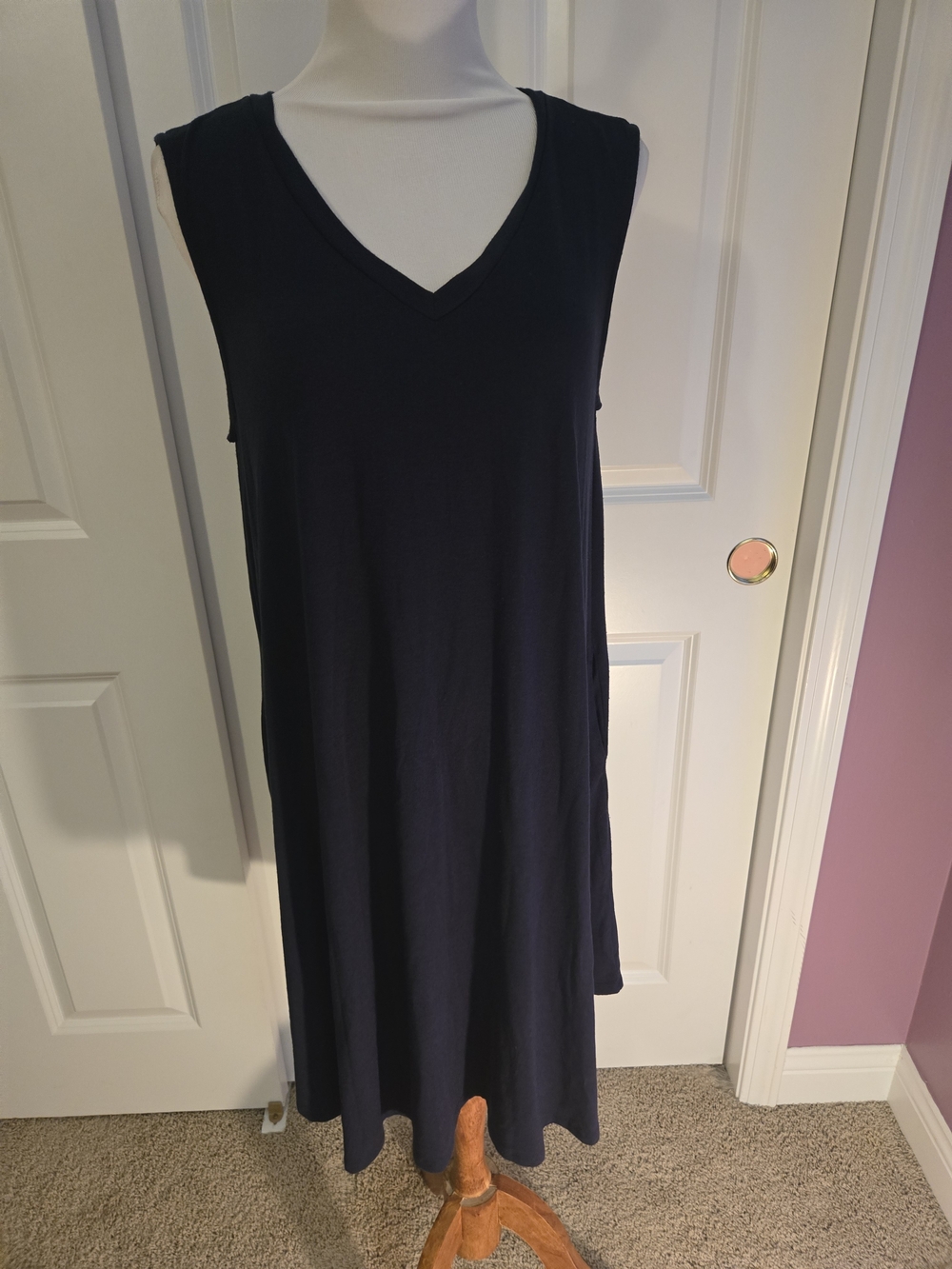 Zenana Navy V-Neck Swing Dress